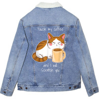 Cute Angry Cat Coffee Monday Caffeine T Shirt Unisex Sherpa-lined Denim Jacket | Artistshot