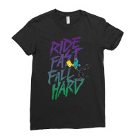 The Simpsons Bart Simpson Ride Fast Fall Hard Colo Ladies Fitted T-shirt | Artistshot