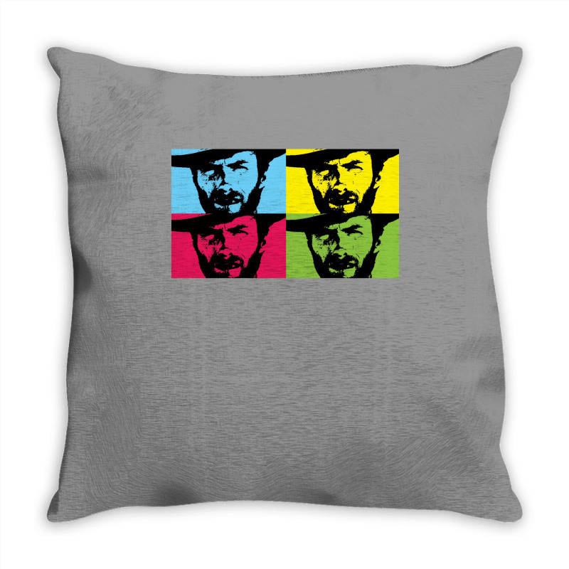 Clint Eastwood In Colours Throw Pillow | Artistshot