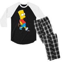 The Simpsons Bart Simpson With Slingshot Men's 3/4 Sleeve Pajama Set | Artistshot