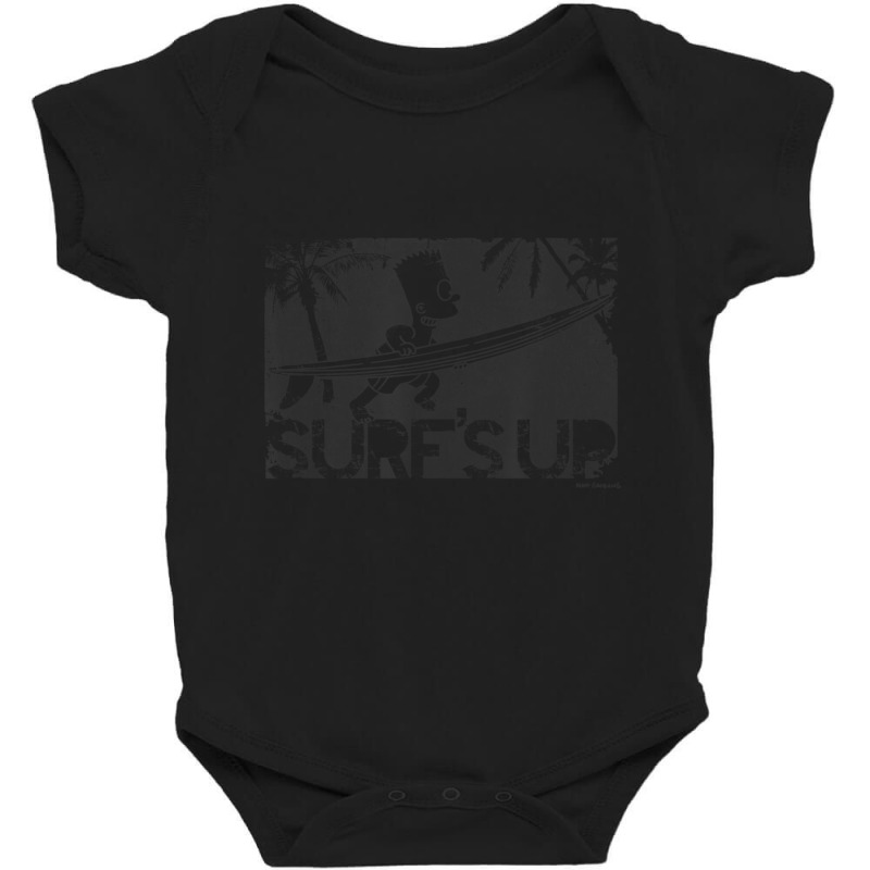 The Simpsons Bart Vintage Distressed Surf's Up Pos Baby Bodysuit by longdanouj | Artistshot