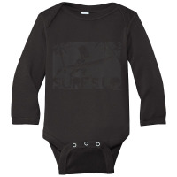 The Simpsons Bart Vintage Distressed Surf's Up Pos Long Sleeve Baby Bodysuit | Artistshot