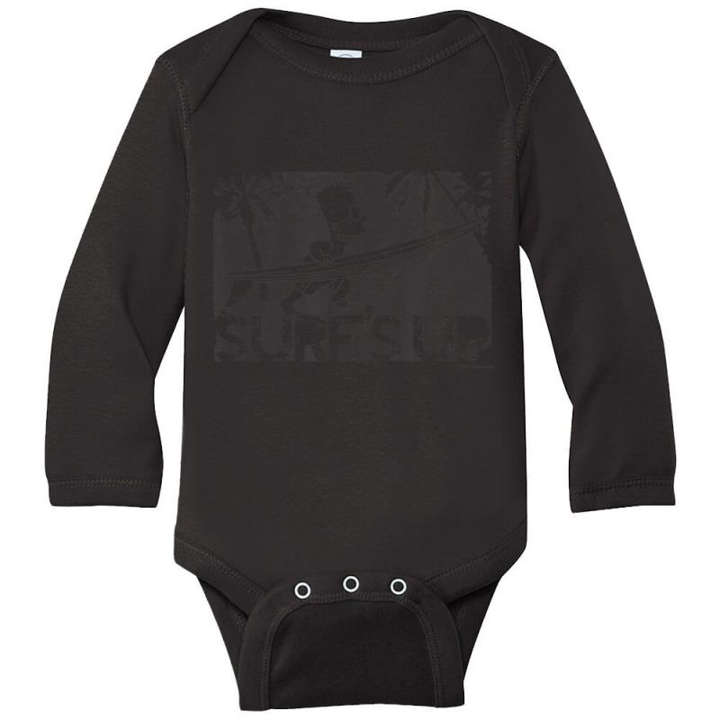 The Simpsons Bart Vintage Distressed Surf's Up Pos Long Sleeve Baby Bodysuit by longdanouj | Artistshot