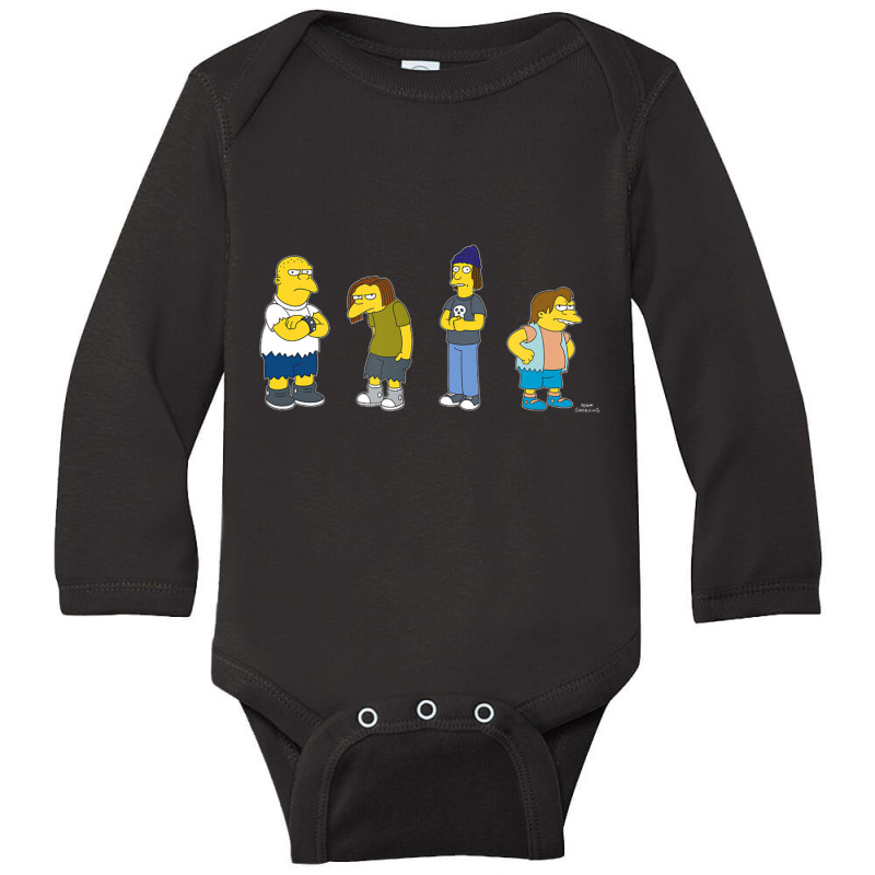 The Simpsons Bullies Line Up C2 Long Sleeve Baby Bodysuit by longdanouj | Artistshot