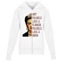 Frida Kahlo   Not Fragile Like A Flower Classic T Youth Zipper Hoodie | Artistshot