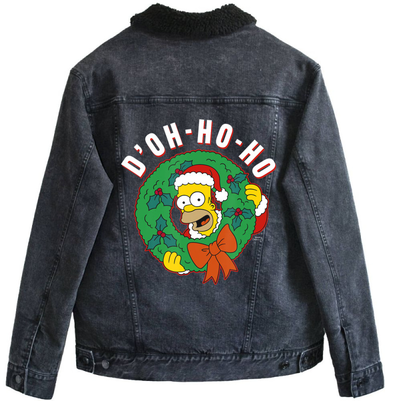 The Simpsons Christmas Homer D'oh-ho-ho Unisex Sherpa-lined Denim Jacket | Artistshot