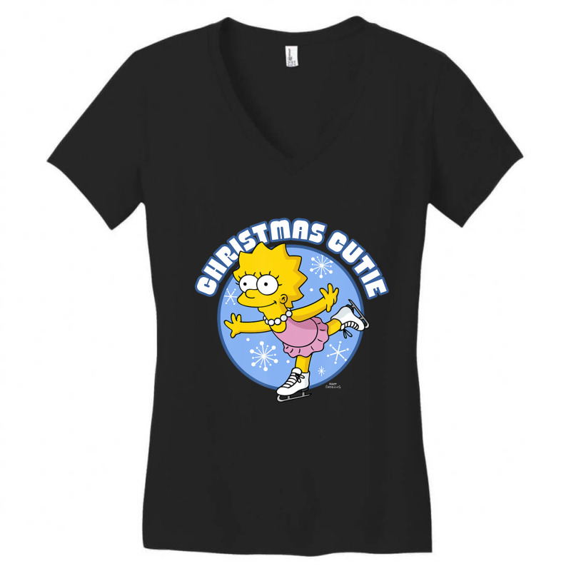 The Simpsons Christmas Lisa Christmas Cutie Ice Pr Women's V-Neck T-Shirt by longdanouj | Artistshot