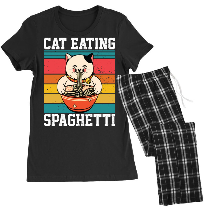 Cat Eating Spaghetti Women's Pajamas Set by kakashop | Artistshot