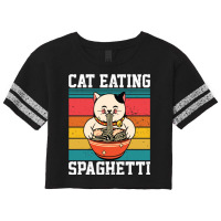 Cat Eating Spaghetti Scorecard Crop Tee | Artistshot