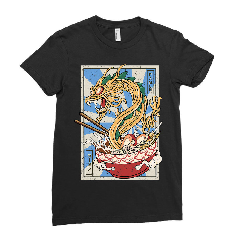 Ramen Dragon Japanese Noodles Soup Ladies Fitted T-Shirt by whoretacarpal | Artistshot