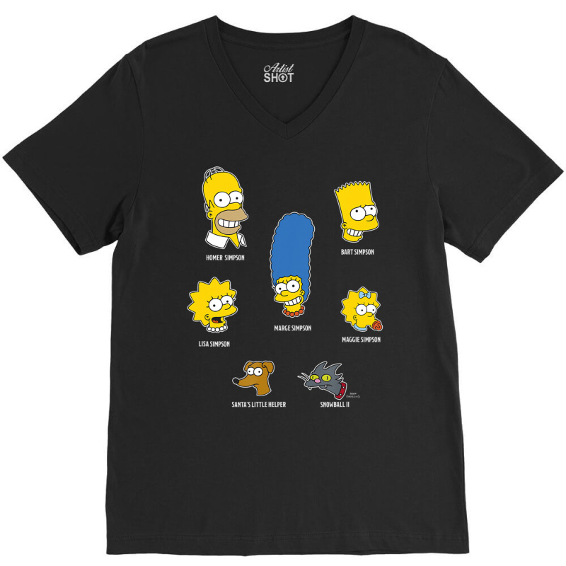 The Simpsons Family Faces C2 V-Neck Tee by longdanouj | Artistshot