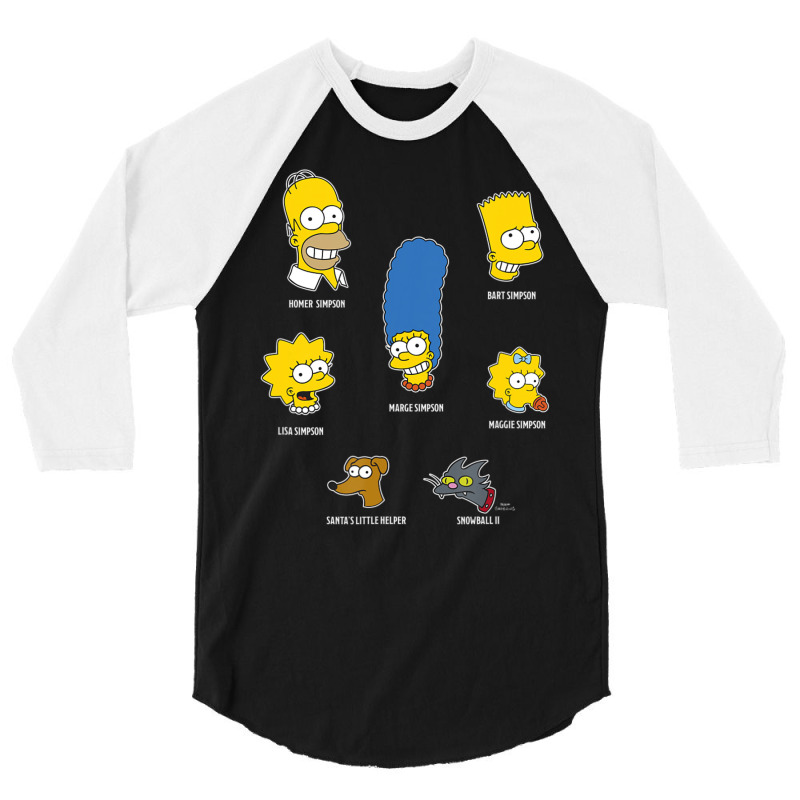 The Simpsons Family Faces C2 3/4 Sleeve Shirt by longdanouj | Artistshot