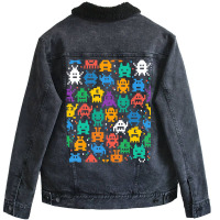 Invaders I Love 80s Retro 8 Bi Space Monsters Unisex Sherpa-lined Denim Jacket | Artistshot