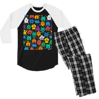 Invaders I Love 80s Retro 8 Bi Space Monsters Men's 3/4 Sleeve Pajama Set | Artistshot