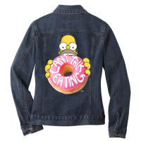 The Simpsons Homer Can't Talk Eating Donut Ladies Denim Jacket | Artistshot