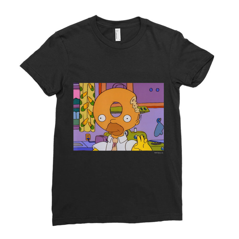 The Simpsons Homer Donut Head V1 Ladies Fitted T-Shirt by longdanouj | Artistshot