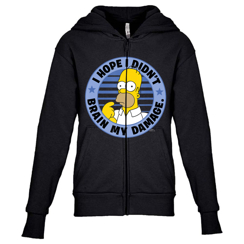 The Simpsons Homer I Hope I Didn't Brain My Damage Youth Zipper Hoodie by longdanouj | Artistshot