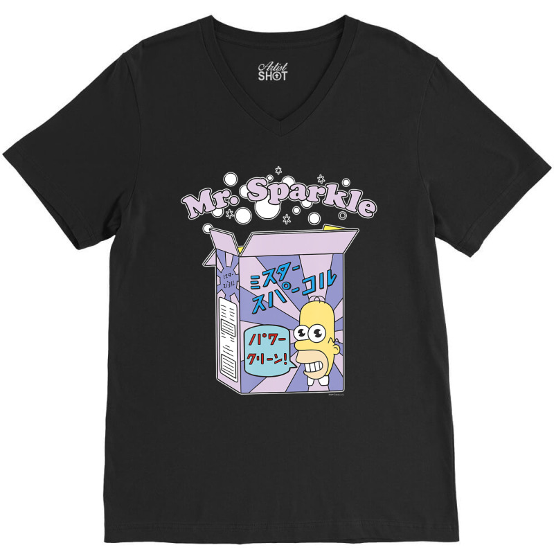 The Simpsons Homer Mr. Sparkle Kanji Box Bubbles V V-Neck Tee by longdanouj | Artistshot