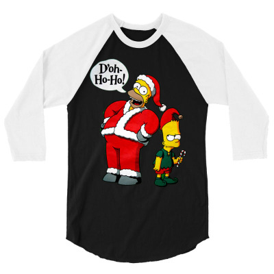 Homer Simpson Santa 3/4 Sleeve Shirt Designed By Dennishinerman