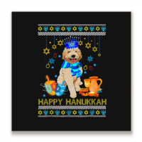 Ugly Hanukkah Sweater Jewish Goldendoodle Dog Meno Metal Print Square | Artistshot