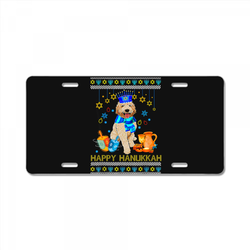 Ugly Hanukkah Sweater Jewish Goldendoodle Dog Meno License Plate | Artistshot