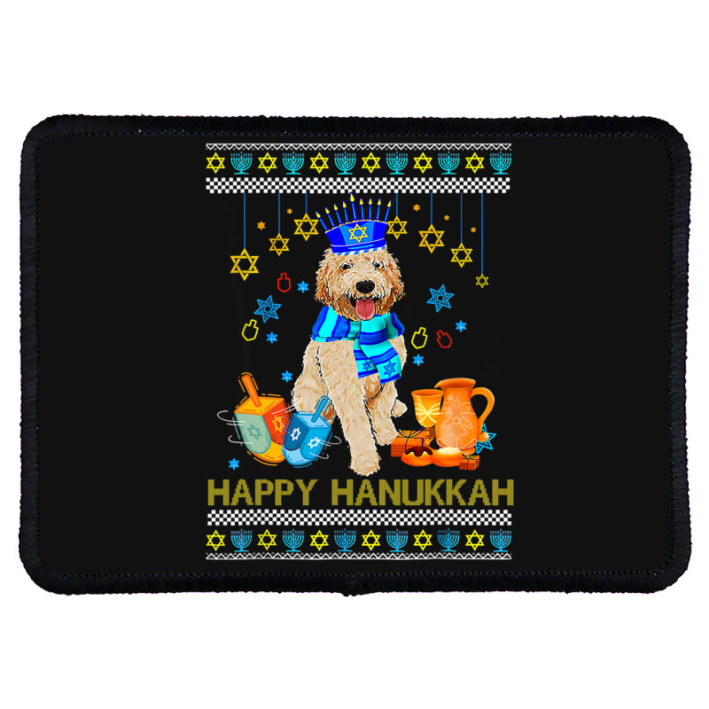 Ugly Hanukkah Sweater Jewish Goldendoodle Dog Meno Rectangle Patch | Artistshot