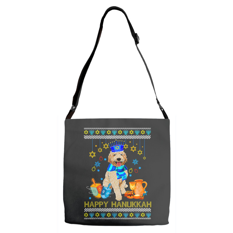 Ugly Hanukkah Sweater Jewish Goldendoodle Dog Meno Adjustable Strap Totes | Artistshot