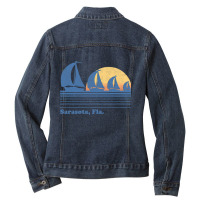 Sarasota Fl Sailboat  Vintage 80s Sunset Ladies Denim Jacket | Artistshot