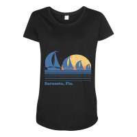 Sarasota Fl Sailboat  Vintage 80s Sunset Maternity Scoop Neck T-shirt | Artistshot