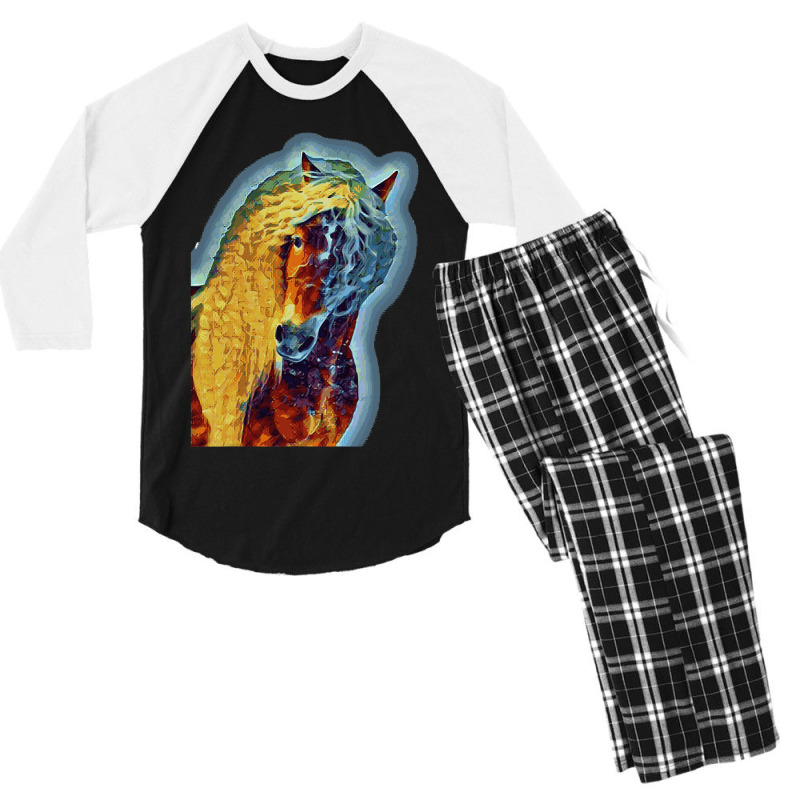 Haflinger Horse Portrait Men's 3/4 Sleeve Pajama Set | Artistshot