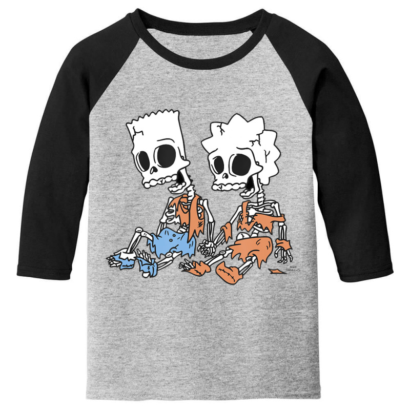 The Simpsons Bart & Lisa Skeletons Youth 3/4 Sleeve by longdanouj | Artistshot