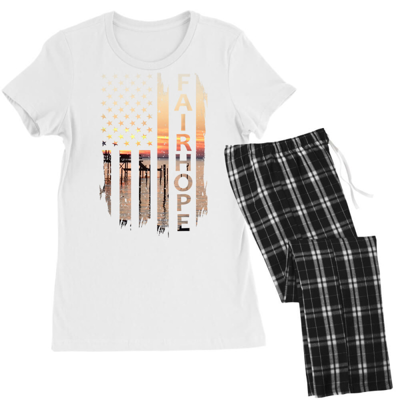 Fairhope Alabama Summer Sunset American Flag Patri Women's Pajamas Set by heffopance | Artistshot