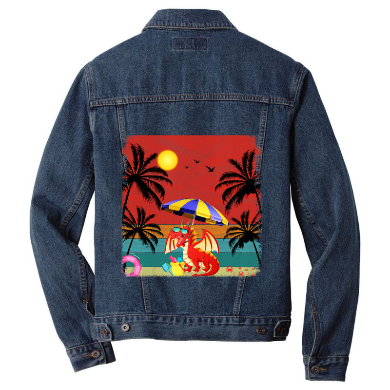 Beach Coconut Tree Retro Graphic Dragon Lover Summ Men Denim Jacket by whoretacarpal | Artistshot