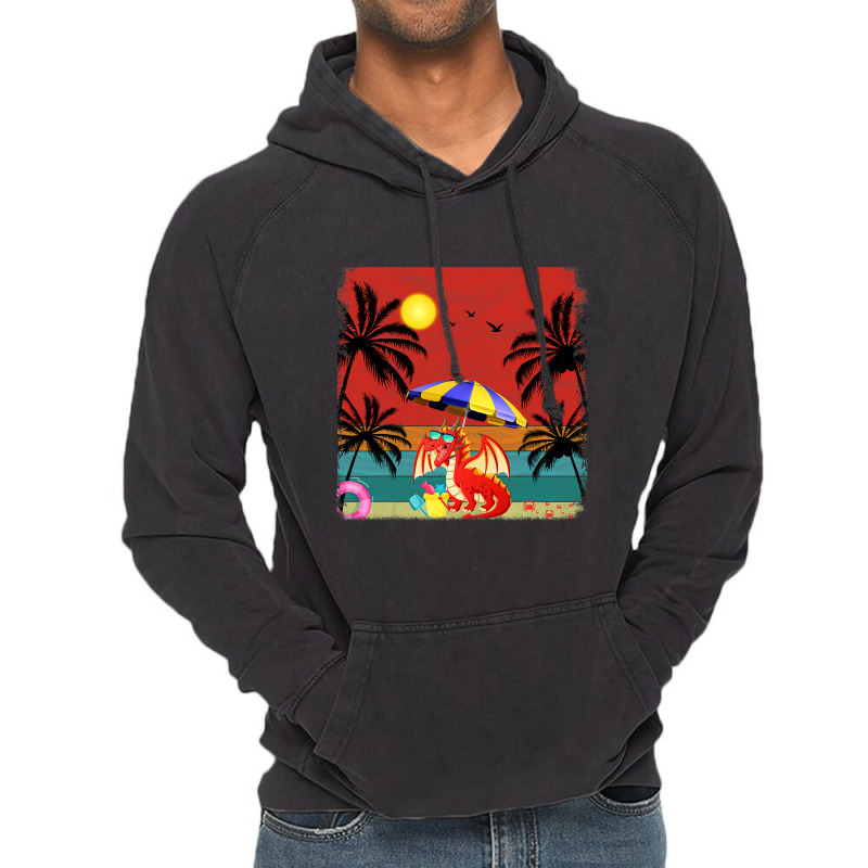 Beach Coconut Tree Retro Graphic Dragon Lover Summ Vintage Hoodie by whoretacarpal | Artistshot