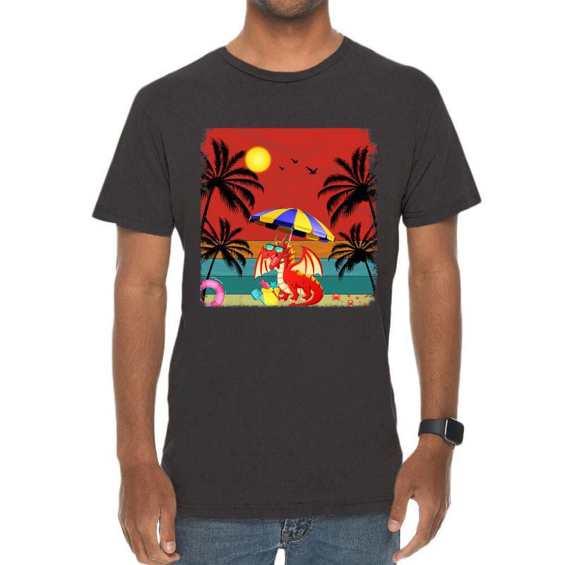 Beach Coconut Tree Retro Graphic Dragon Lover Summ Vintage T-Shirt by whoretacarpal | Artistshot