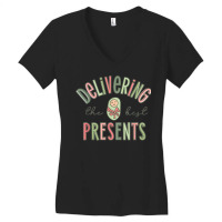 Delivering The Best Presents L And D Christmas Mid Women's V-neck T-shirt | Artistshot