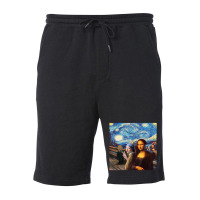 Mona Lisa Girl With A Pearl Earring The Scream Sta Fleece Short | Artistshot