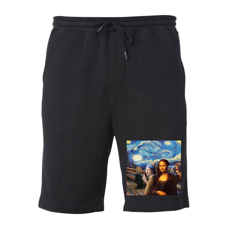 Mona Lisa Girl With A Pearl Earring The Scream Sta Fleece Short by donellajeremykoa | Artistshot