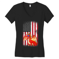 Dragon American Flag Boys Girls Men Women Fourth O Women's V-neck T-shirt | Artistshot