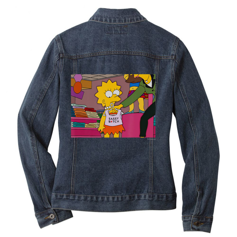 The Simpsons Lisa Sassy V1 Ladies Denim Jacket by longdanouj | Artistshot