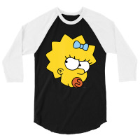 The Simpsons Maggie Simpson Angry Big Face 3/4 Sleeve Shirt | Artistshot