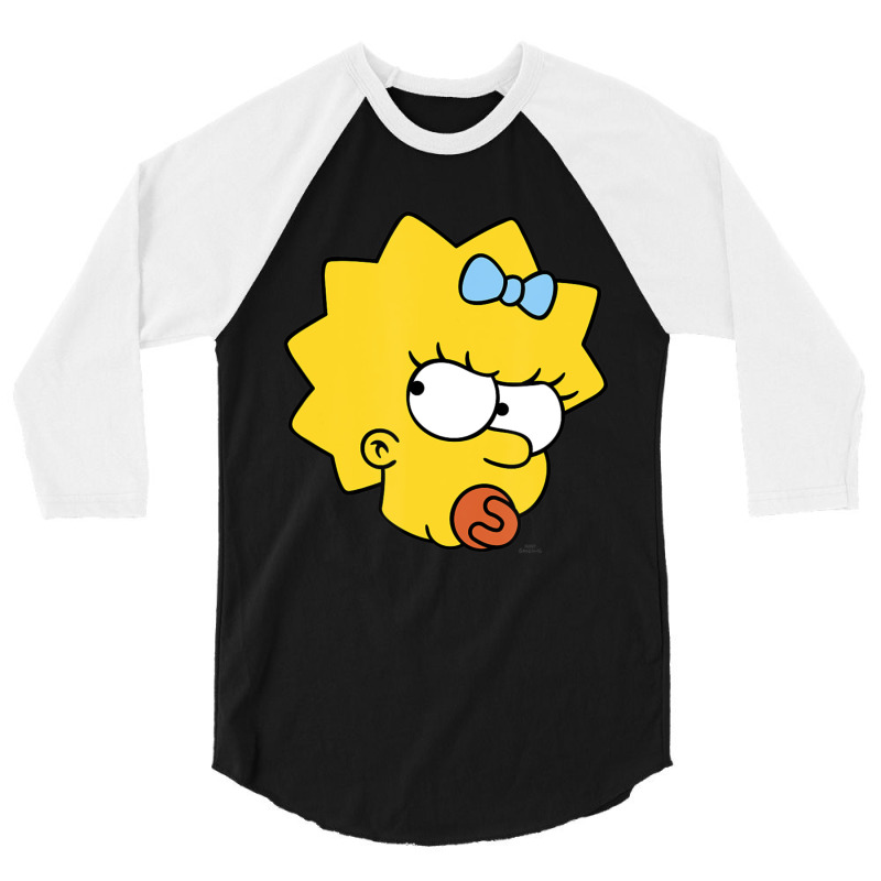 The Simpsons Maggie Simpson Angry Big Face 3/4 Sleeve Shirt by longdanouj | Artistshot