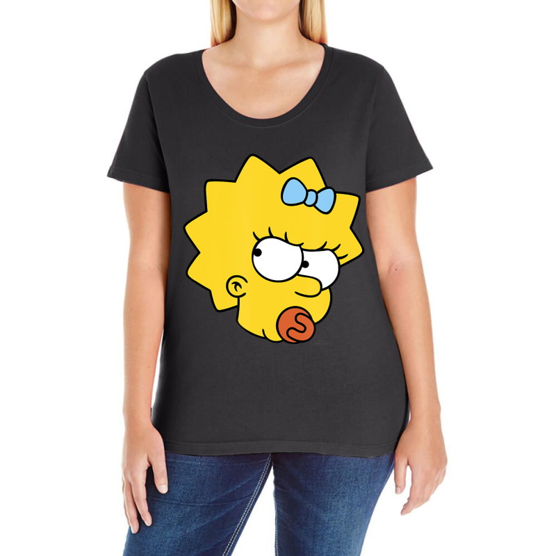 The Simpsons Maggie Simpson Angry Big Face Ladies Curvy T-Shirt by longdanouj | Artistshot