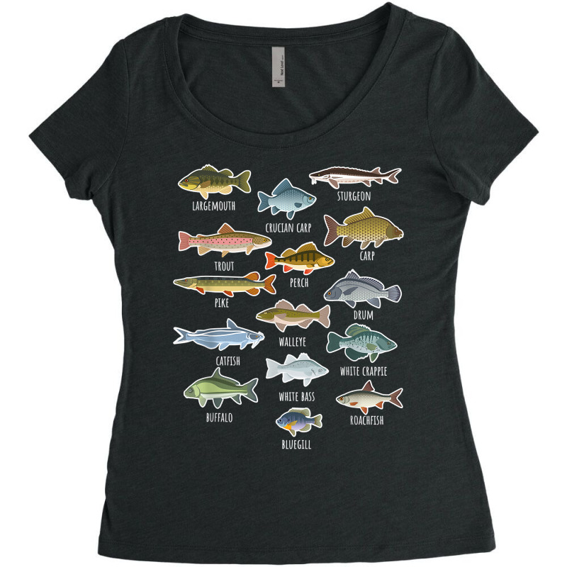 Types Of Freshwater Fish Species Fishing T Shirt Women's Triblend Scoop T-shirt by corindu | Artistshot