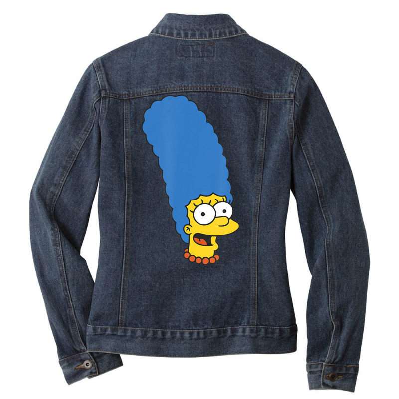 The Simpsons Marge Simpson Big Face Ladies Denim Jacket by longdanouj | Artistshot