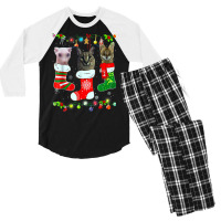 Christmas Floppa Sogga Serval Bingus Cat Meme T Sh Men's 3/4 Sleeve Pajama Set | Artistshot