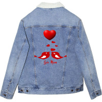 Happy Valentine's Day Unisex Sherpa-lined Denim Jacket | Artistshot