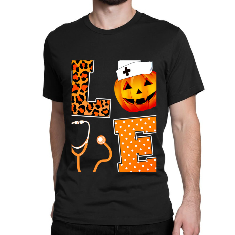 Leopard Love Halloween Pumpkin Fall Nurse Doctor G Classic T-shirt | Artistshot