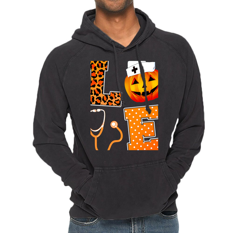 Leopard Love Halloween Pumpkin Fall Nurse Doctor G Vintage Hoodie | Artistshot