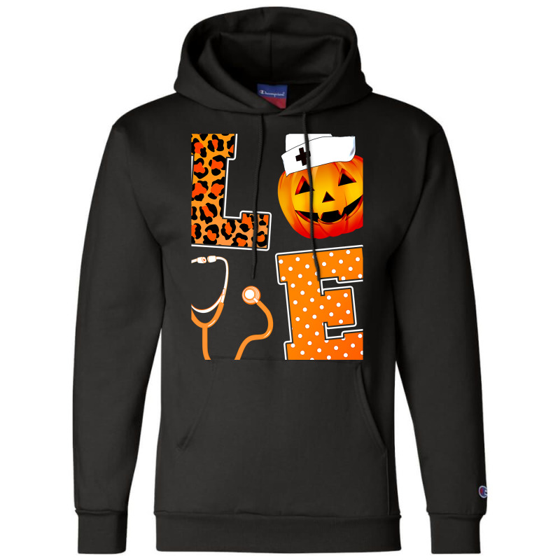 Leopard Love Halloween Pumpkin Fall Nurse Doctor G Champion Hoodie | Artistshot